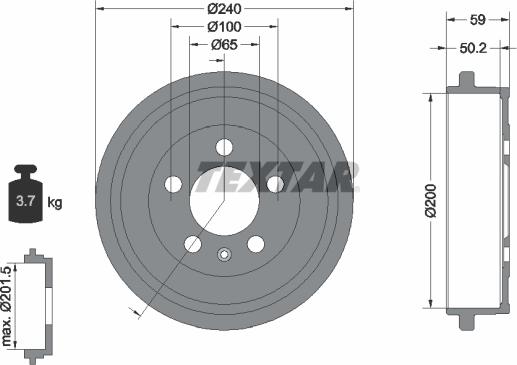 Textar 94023800 - Tambor de freno parts5.com