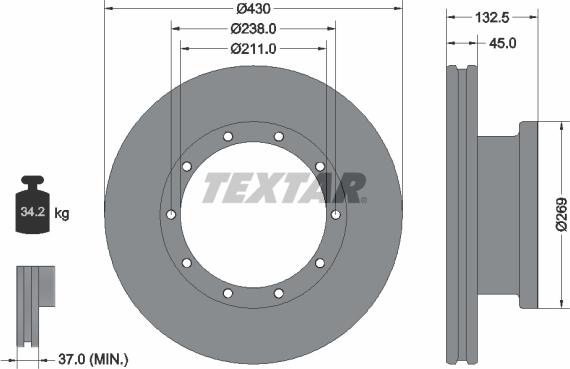 Textar 93087900 - Kočioni disk parts5.com