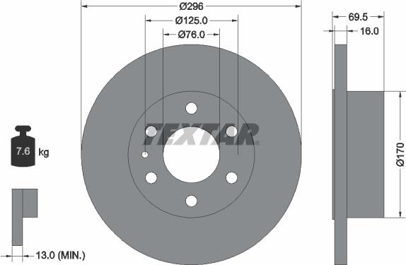 Textar 93229100 - Спирачен диск parts5.com