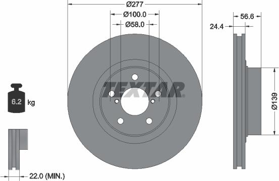 Textar 92094603 - Δισκόπλακα parts5.com