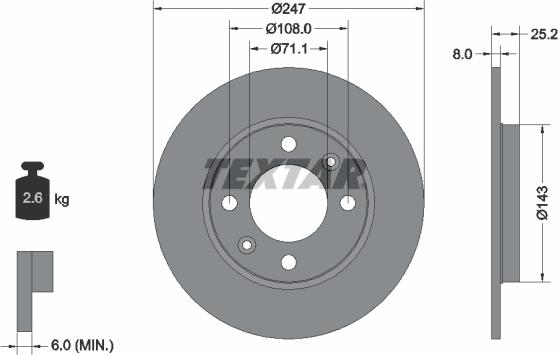 Textar 92055003 - Disque de frein parts5.com