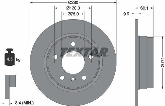 Textar 92055703 - Disc frana parts5.com