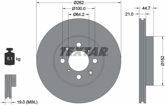 Textar 92060903 - Tarcza hamulcowa parts5.com