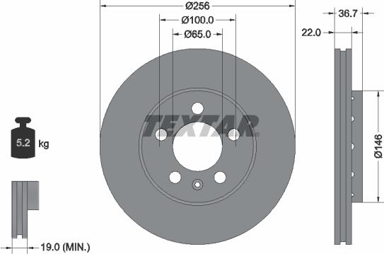 Textar 92082205 - Brake Disc parts5.com