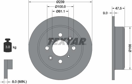 Textar 92077903 - Disco de freno parts5.com