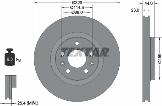 Textar 92195403 - Kočni disk parts5.com