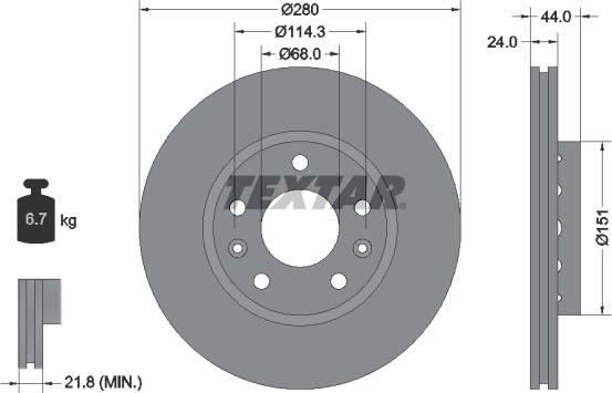 Textar 92195505 - Tarcza hamulcowa parts5.com