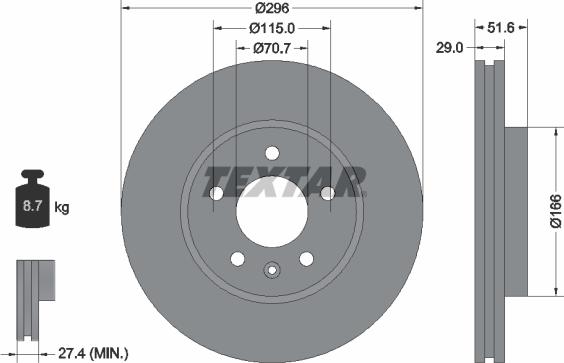 Textar 92165405 - Disco de freno parts5.com