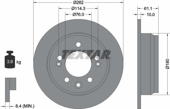 Textar 92161703 - Disco de freno parts5.com