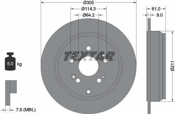 Textar 92162503 - Fren diski parts5.com