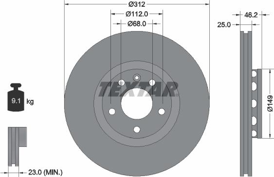 Textar 92106105 - Tarcza hamulcowa parts5.com