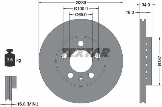 Textar 92106803 - Brake Disc parts5.com