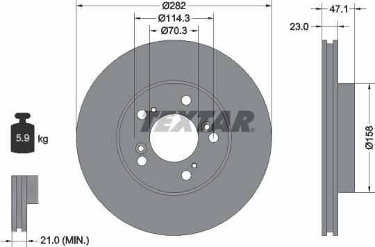 Textar 92101000 - Bremsscheibe parts5.com