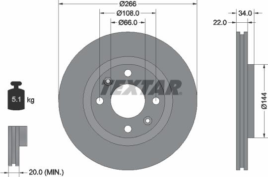 Textar 92111503 - Brake Disc parts5.com