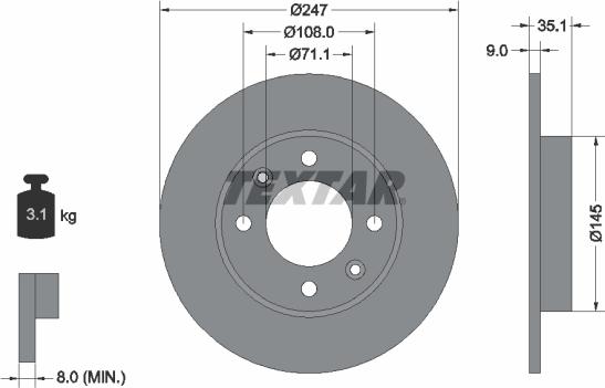 Textar 92111703 - Δισκόπλακα parts5.com