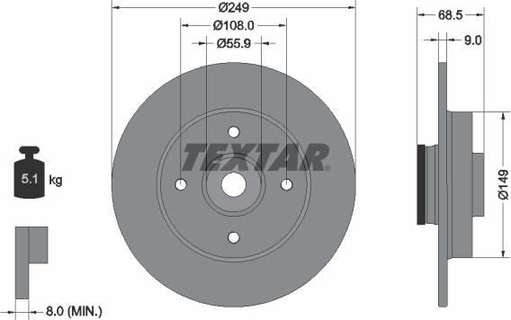 Textar 92133303 - Zavorni kolut parts5.com