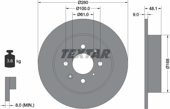 Textar 92125403 - Δισκόπλακα parts5.com