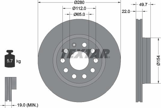 Textar 92120705 - Brzdový kotúč parts5.com