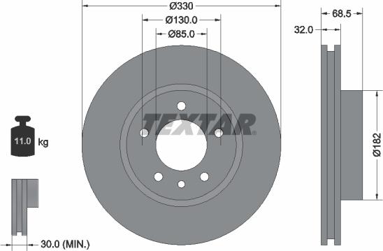 Textar 92121505 - Disco de freno parts5.com