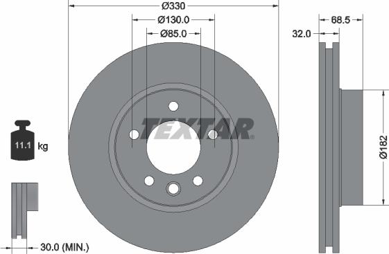 Textar 92121605 - Disco de freno parts5.com