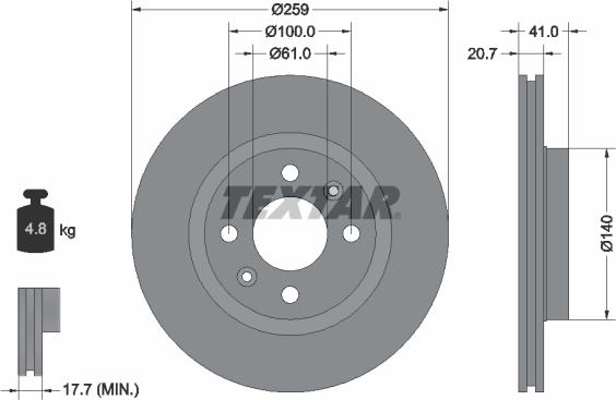 Textar 92292103 - Disco de freno parts5.com