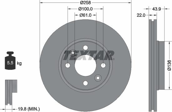 Textar 92241503 - Brake Disc parts5.com