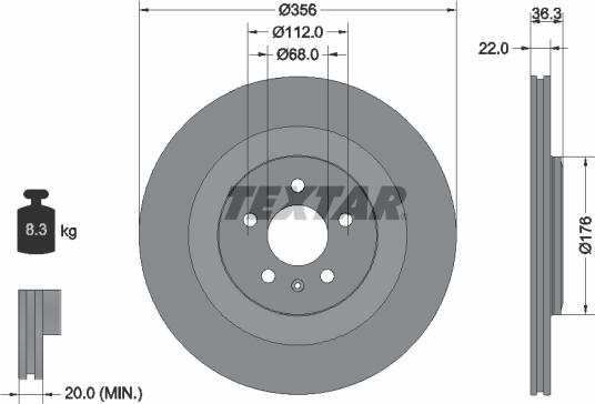 Textar 92241803 - Tarcza hamulcowa parts5.com