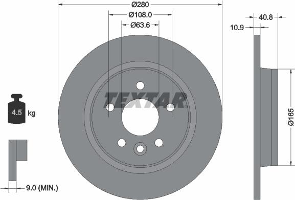 Textar 92255603 - Disco de freno parts5.com