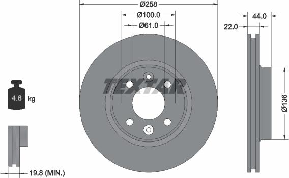 Textar 92255203 - Jarrulevy parts5.com