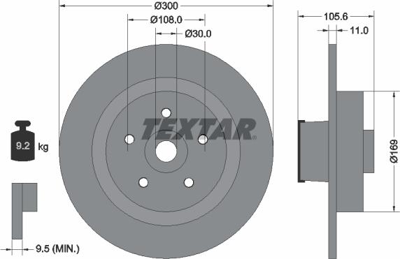 Textar 92252903 - Brzdový kotouč parts5.com