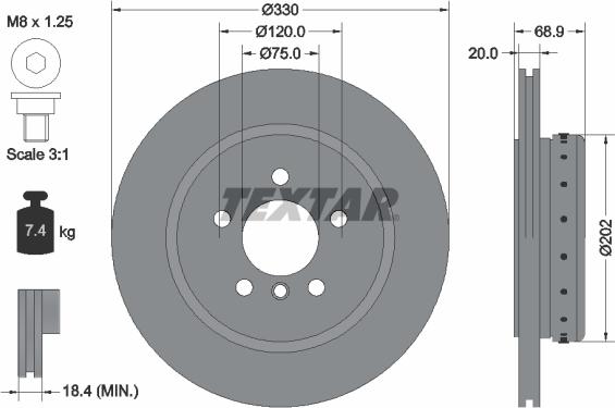 Textar 92265925 - Disco de freno parts5.com