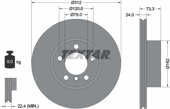 Textar 92261805 - Disco de freno parts5.com