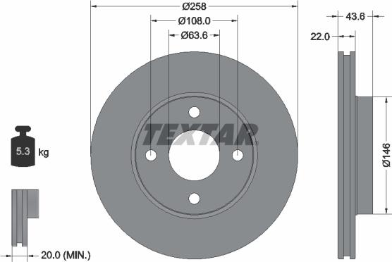 Textar 92096203 - Disque de frein parts5.com