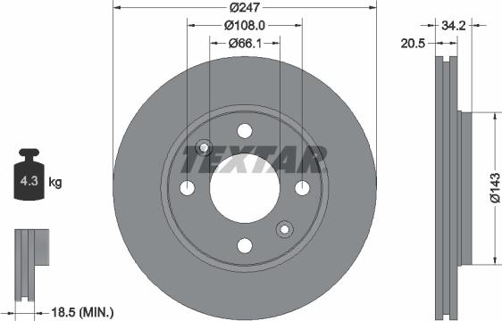 Textar 92043103 - Disco de freno parts5.com