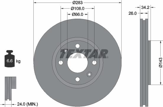 Textar 92111603 - Zavorni kolut parts5.com