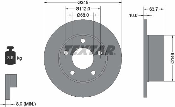 Textar 92057503 - Δισκόπλακα parts5.com