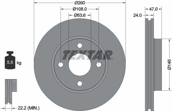 Textar 92063503 - Kočioni disk parts5.com