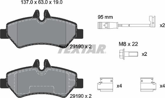 Textar 2919001 - Komplet pločica, disk-kočnica parts5.com