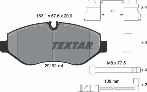 Textar 2919202 - Fékbetétkészlet, tárcsafék parts5.com