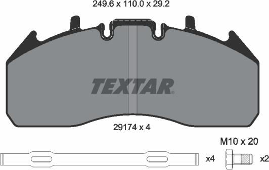 Textar 2917402 - Sada brzdových platničiek kotúčovej brzdy parts5.com