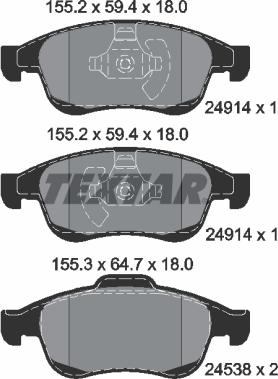 Textar 2491401 - Sada brzdových destiček, kotoučová brzda parts5.com