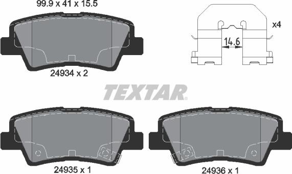 Textar 2493401 - Set placute frana,frana disc parts5.com