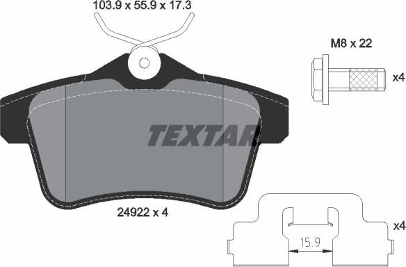 Textar 2492201 - Тормозные колодки, дисковые, комплект parts5.com