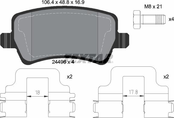 Textar 2449602 - Тормозные колодки, дисковые, комплект parts5.com