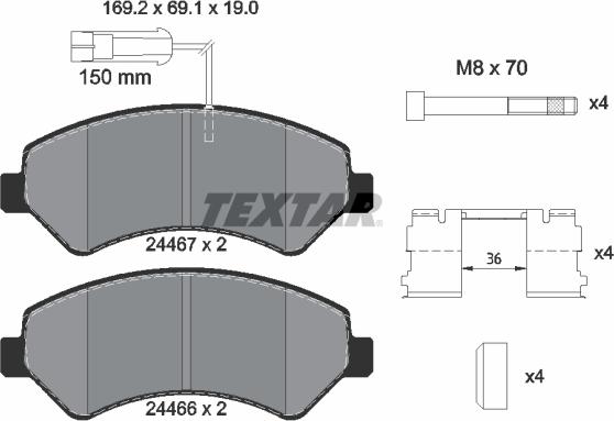 Textar 2446701 - Set placute frana,frana disc parts5.com