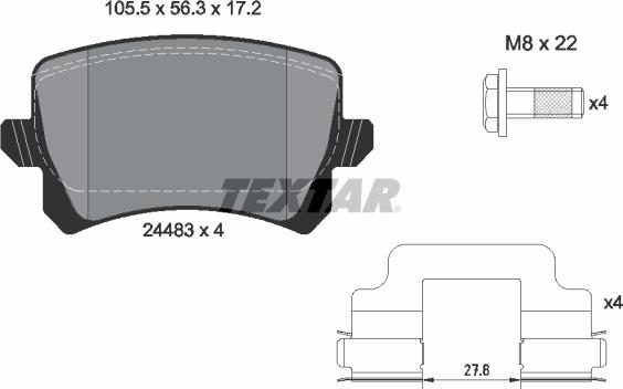 Textar 2448302 - Sada brzdových destiček, kotoučová brzda parts5.com