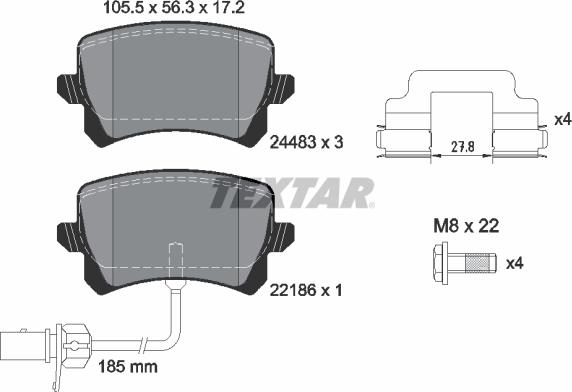 Textar 2448307 - Sada brzdových platničiek kotúčovej brzdy parts5.com