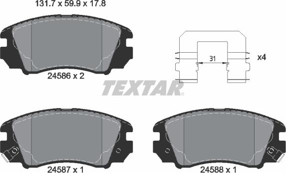 Textar 2458601 - Juego de pastillas de freno parts5.com