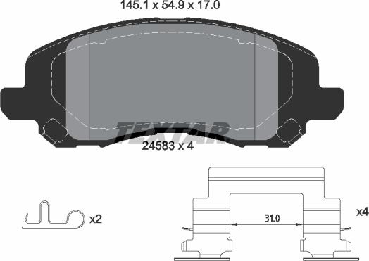 Textar 2458301 - Fékbetétkészlet, tárcsafék parts5.com