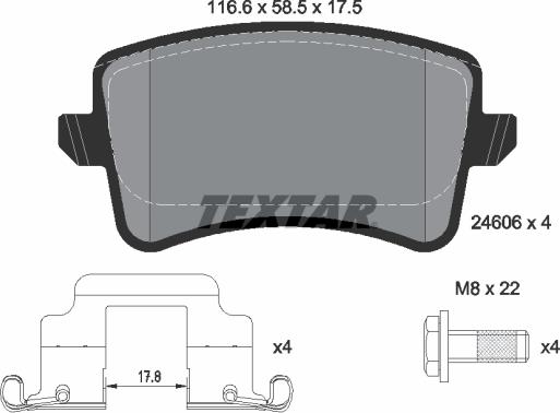 Textar 2460602 - Fékbetétkészlet, tárcsafék parts5.com